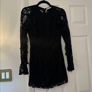 Elegant Black Lace Long Sleeve Jumpsuit
